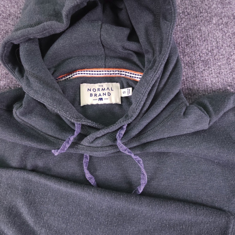 The Normal Brand Hoodie Mens Small Green Lightweight Pullover Long Sleeve